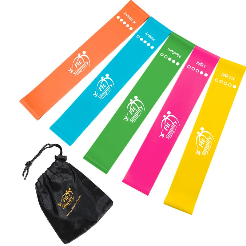 Fit Simplify 10 Inch Resistance Loop Exercise Bands, Set of 5, Assorted Colors - Image 1